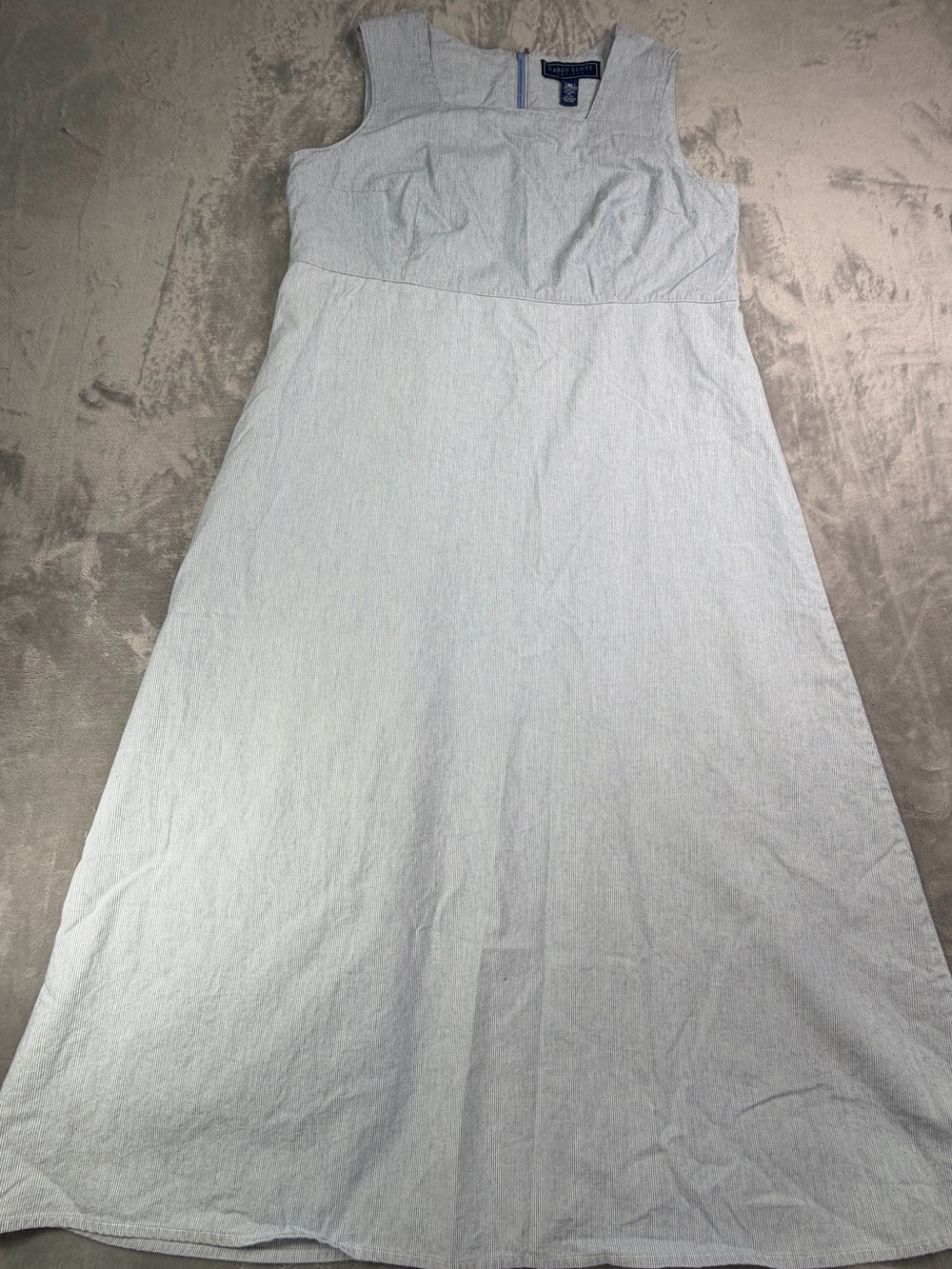 100% Cotton Karen Scott Light Blue Sleeveless Midi Dress PL